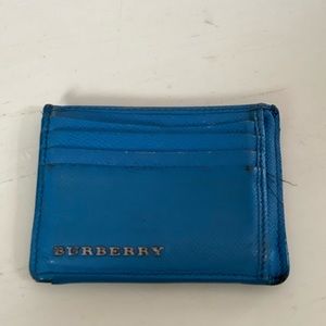 Burberry Blue Pebble Credit Card Holder Wallet